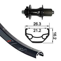 XLC kotač stražnji RW 26x1.9 XLC 6-bolt,bl.,TA 12,32h. 26", 6-hole, TA 12 32L
