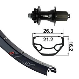 XLC kotač stražnji RW 26x1.9 XLC 6-bolt,bl.,TA 12,32h. 26", 6-hole, TA 12 32L