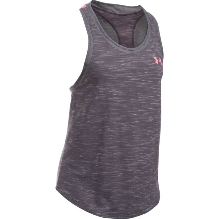 Under Armour ženska majica Mesh Wordmark Carbon Heather/Carbon Heather/Pink Shock