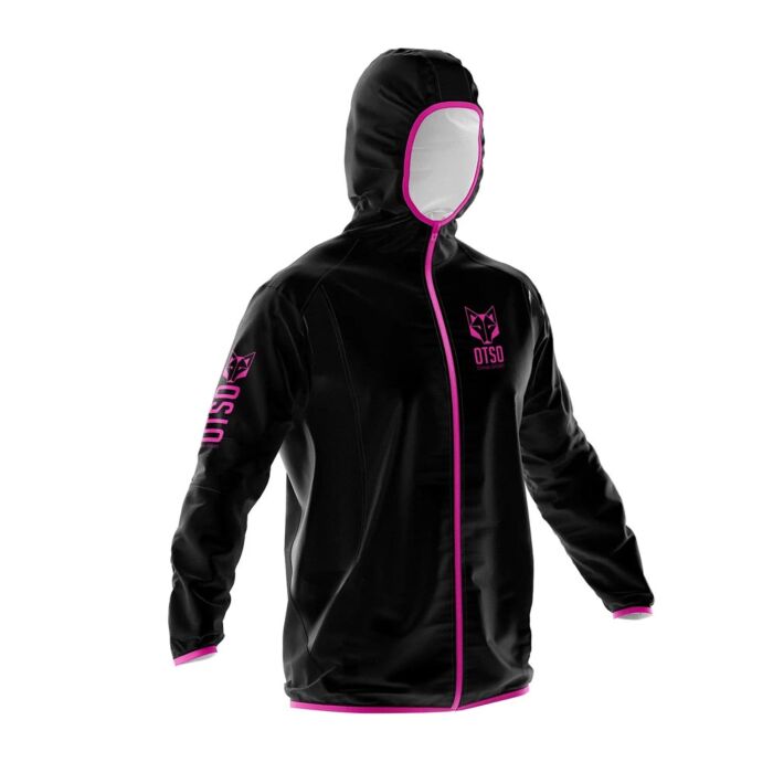 Otso jakna vodootporna Unisex Black & Fluo Pink
