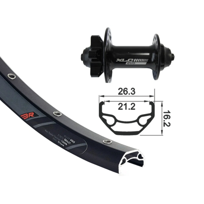 XLC prednji kotač Front Wheel FW-A06, 26", 6-hole, SSP 32L