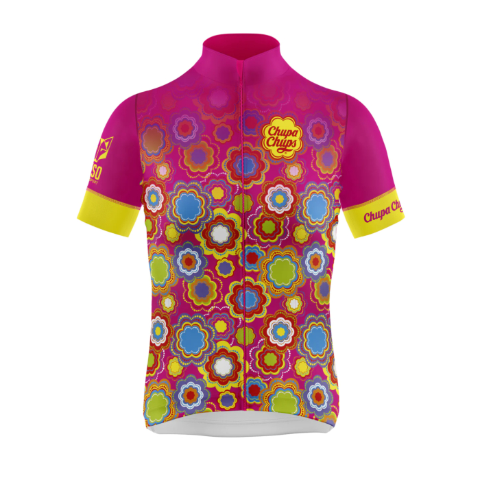 Otso ženski biciklistički dres kratkih rukava Chupa Chups Floral Pink