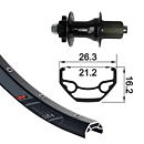 XLC kotač stražnji RW 26x1.9 XLC 6-bolt,bl.,TA 12,32h. 26", 6-hole, TA 12 32L
